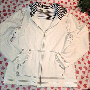 Womens Coldwater Creek zip front white hoodie sz M‎